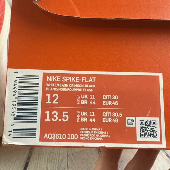 Nike Spike Flat - White Flash Crimson Black AQ3610-100 - Sz M12 W13.5 main image 10
